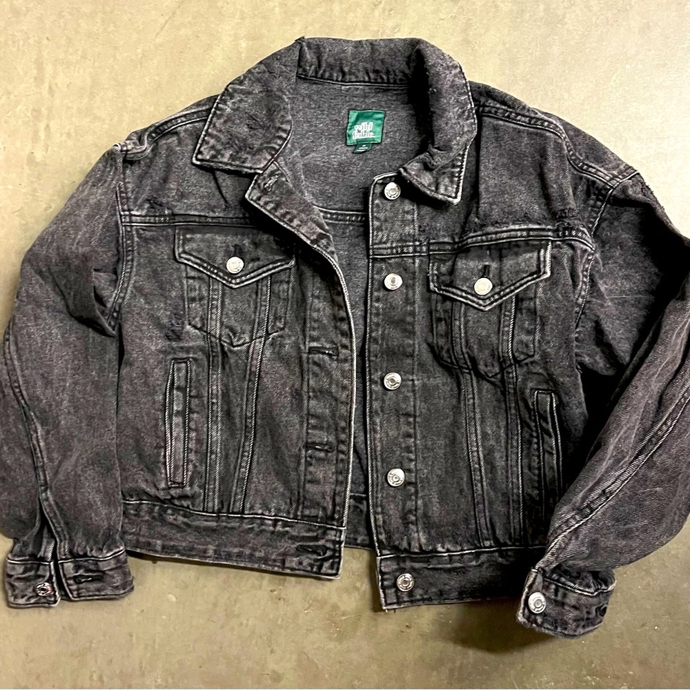 Wild fable black denim cropped jacket size xs